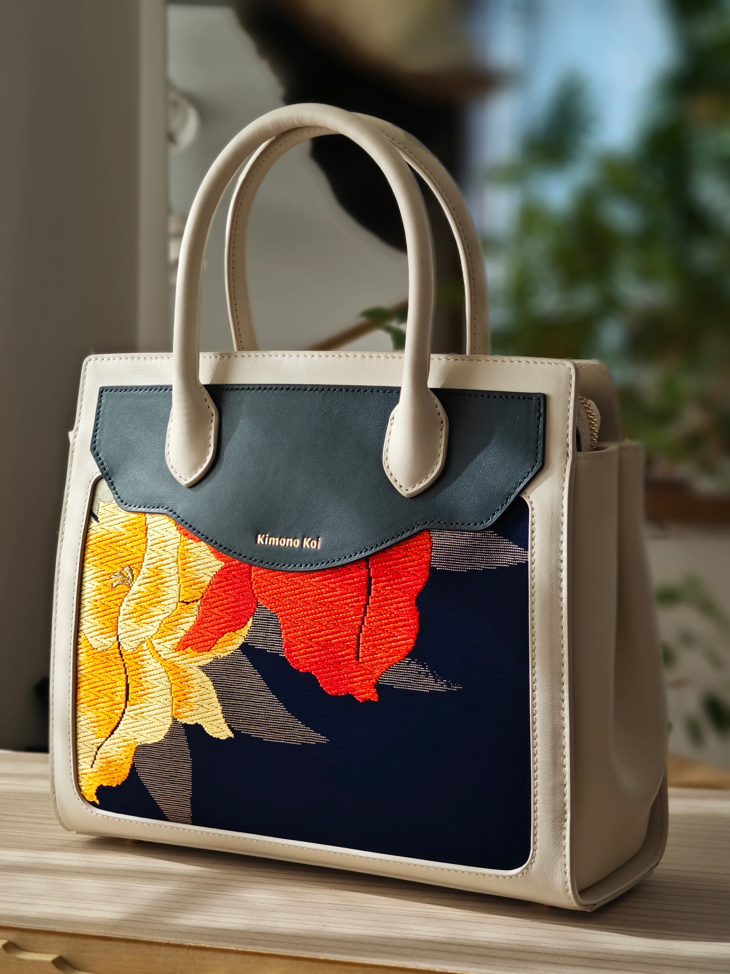 Kimono Koi Obi Silk Leather Bags - Image 10