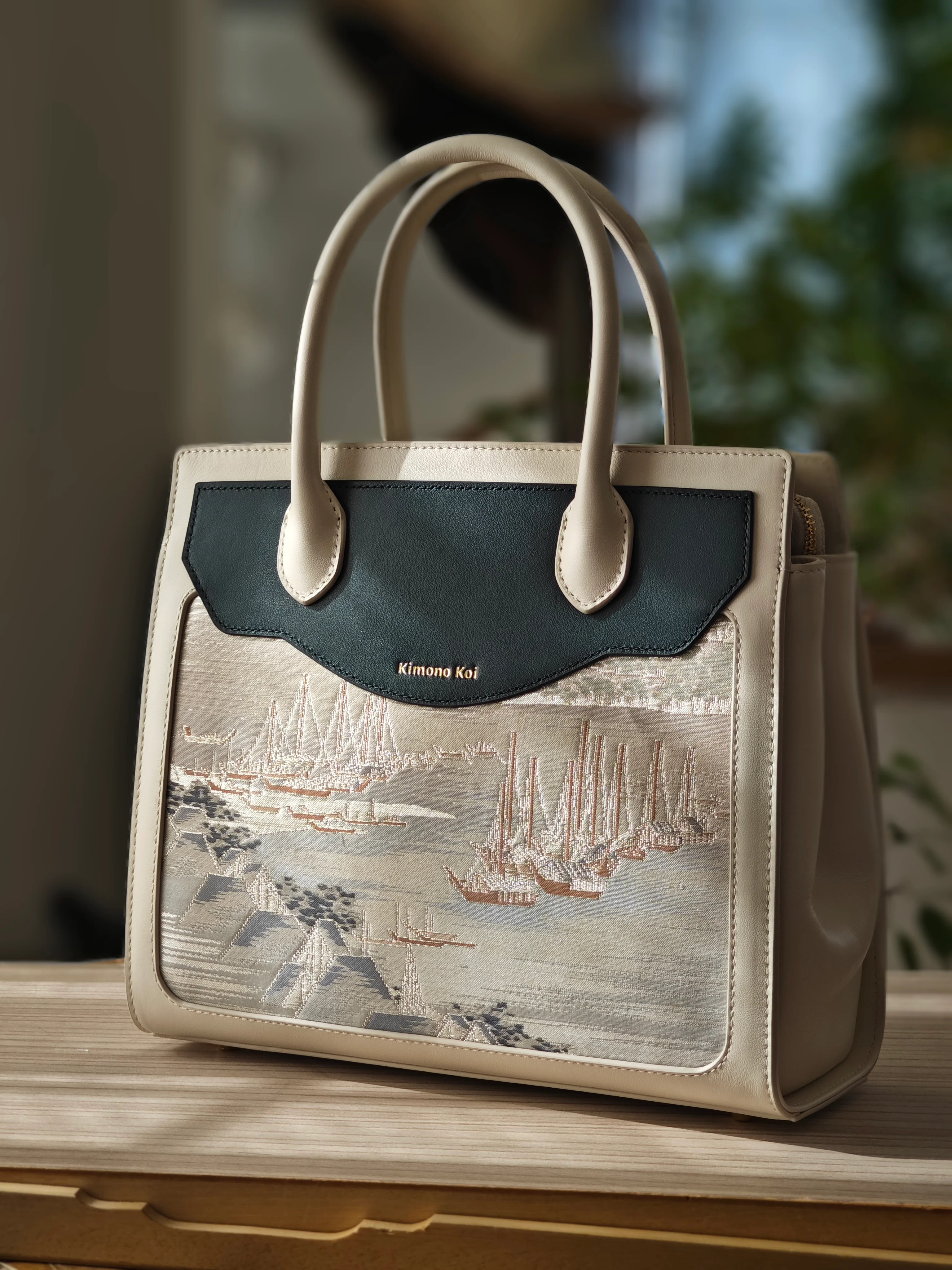 Kimono Koi Obi Silk Leather Bags - Image 12