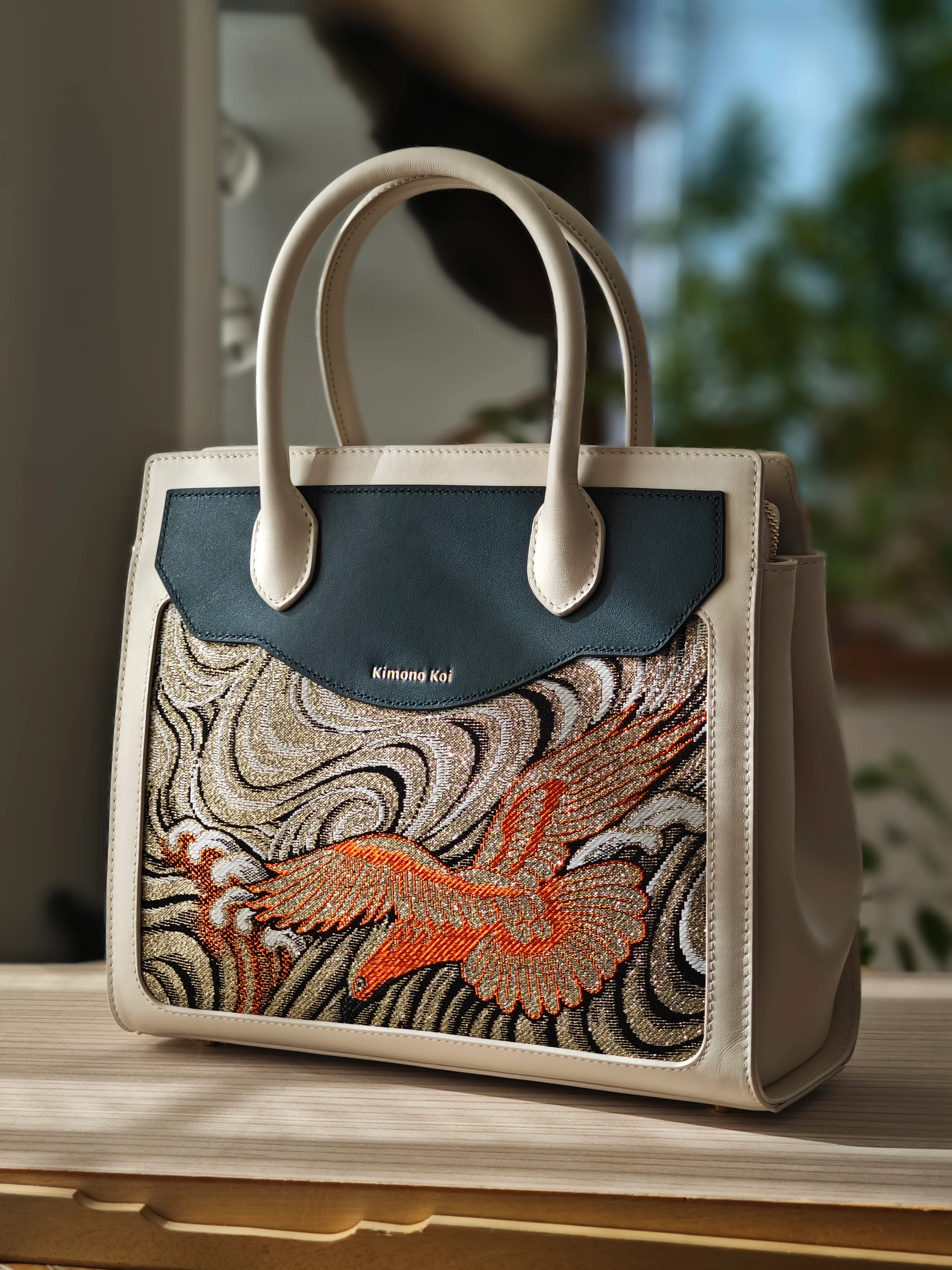 Kimono Koi Obi Silk Leather Bags - Image 18