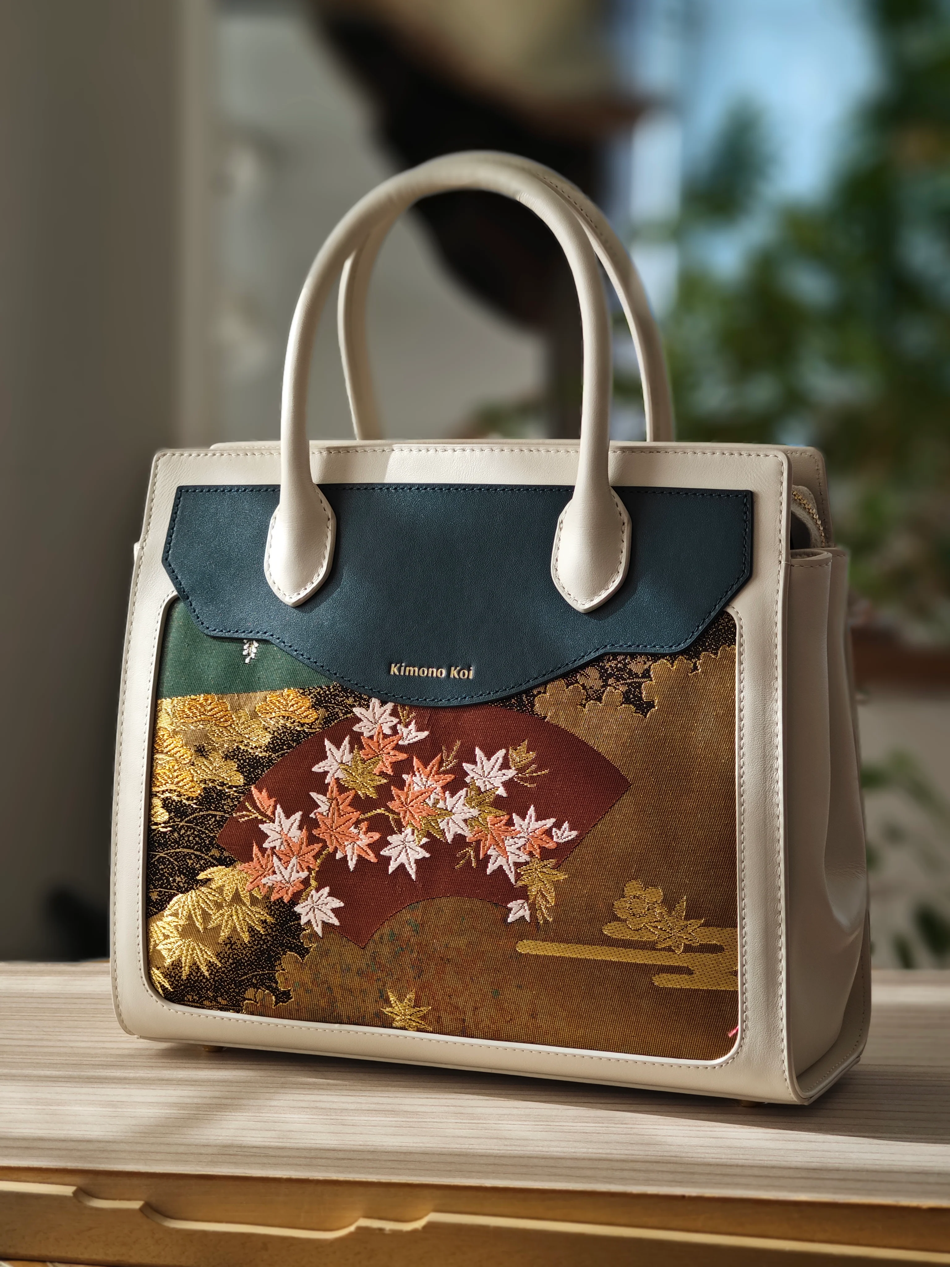 Kimono Koi Obi Silk Leather Bags - Image 5