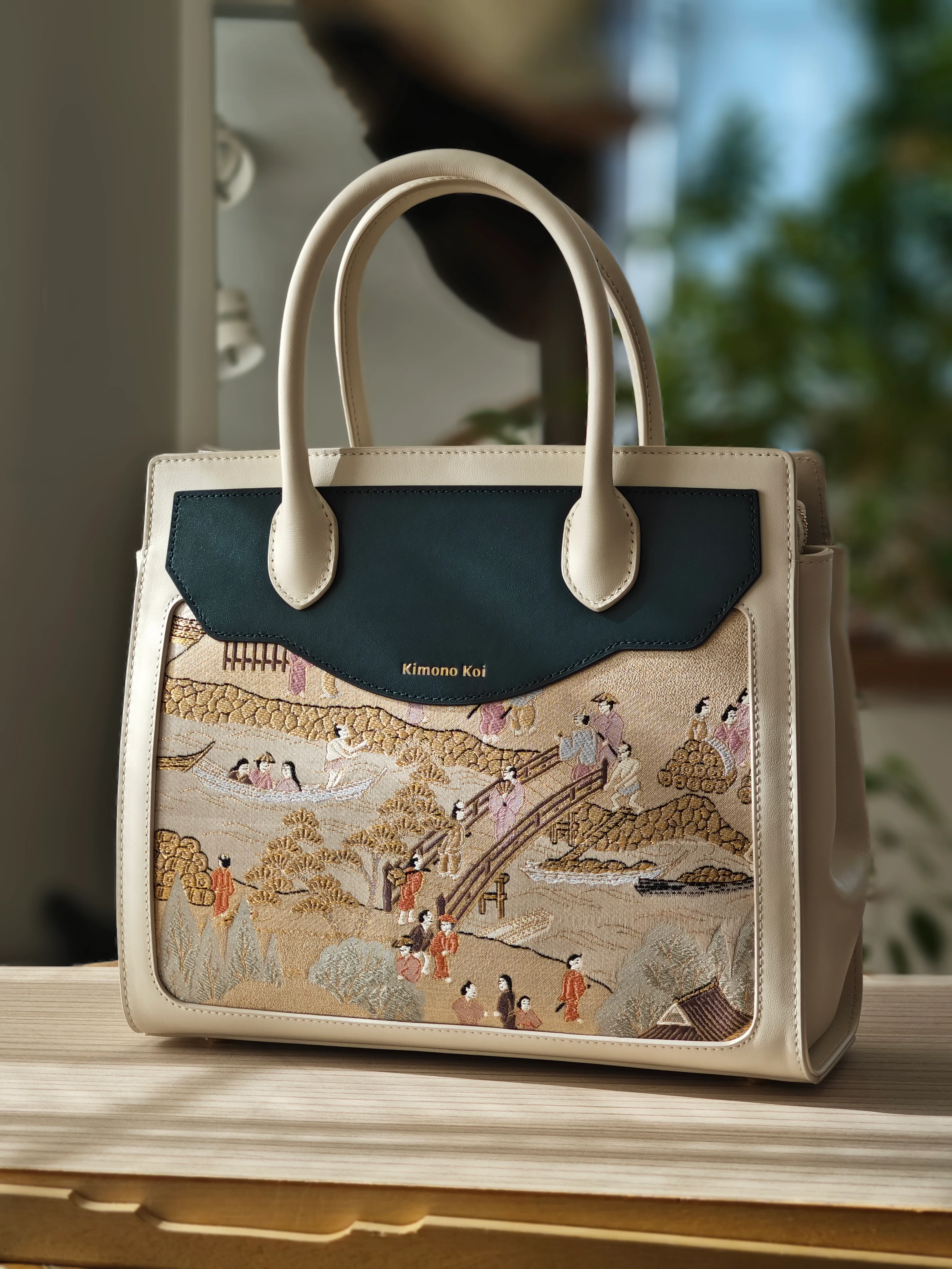 Kimono Koi Obi Silk Leather Bags - Image 6