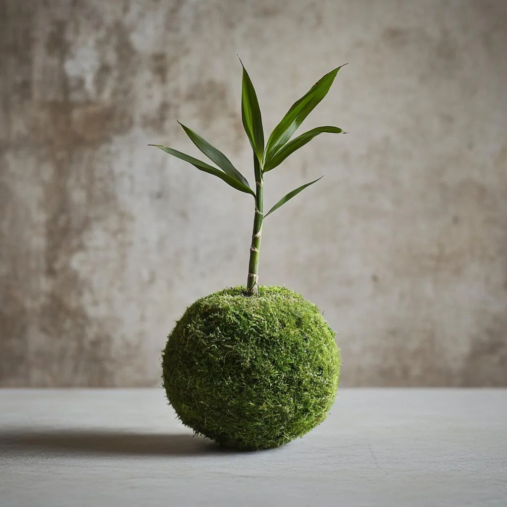 Lucky Bamboo Kokedama (Grown Bonsai) - Image 2