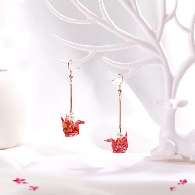 Kawaii Origami Crane Earrings - Image 3