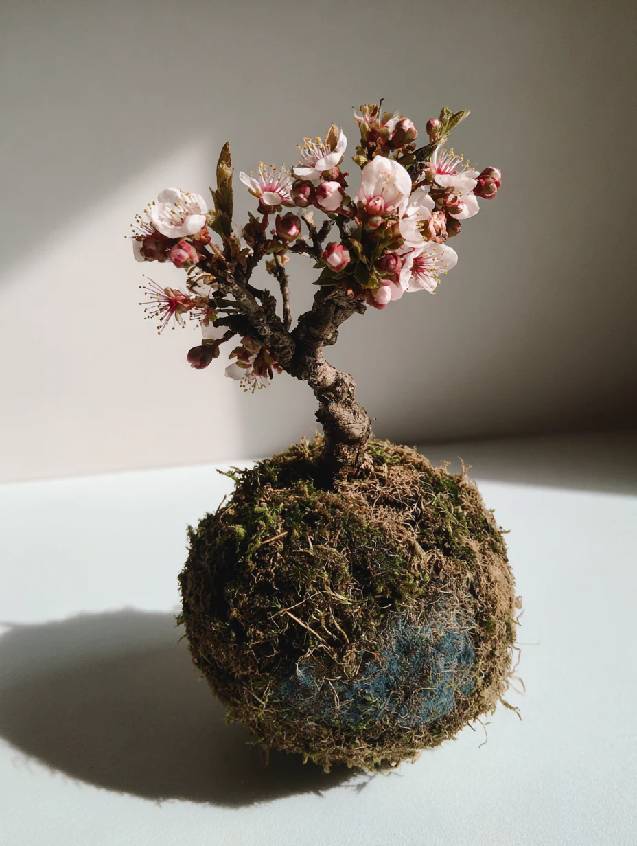 Ume Plum Blossom Kokedama (Grown Bonsai) - Image 3