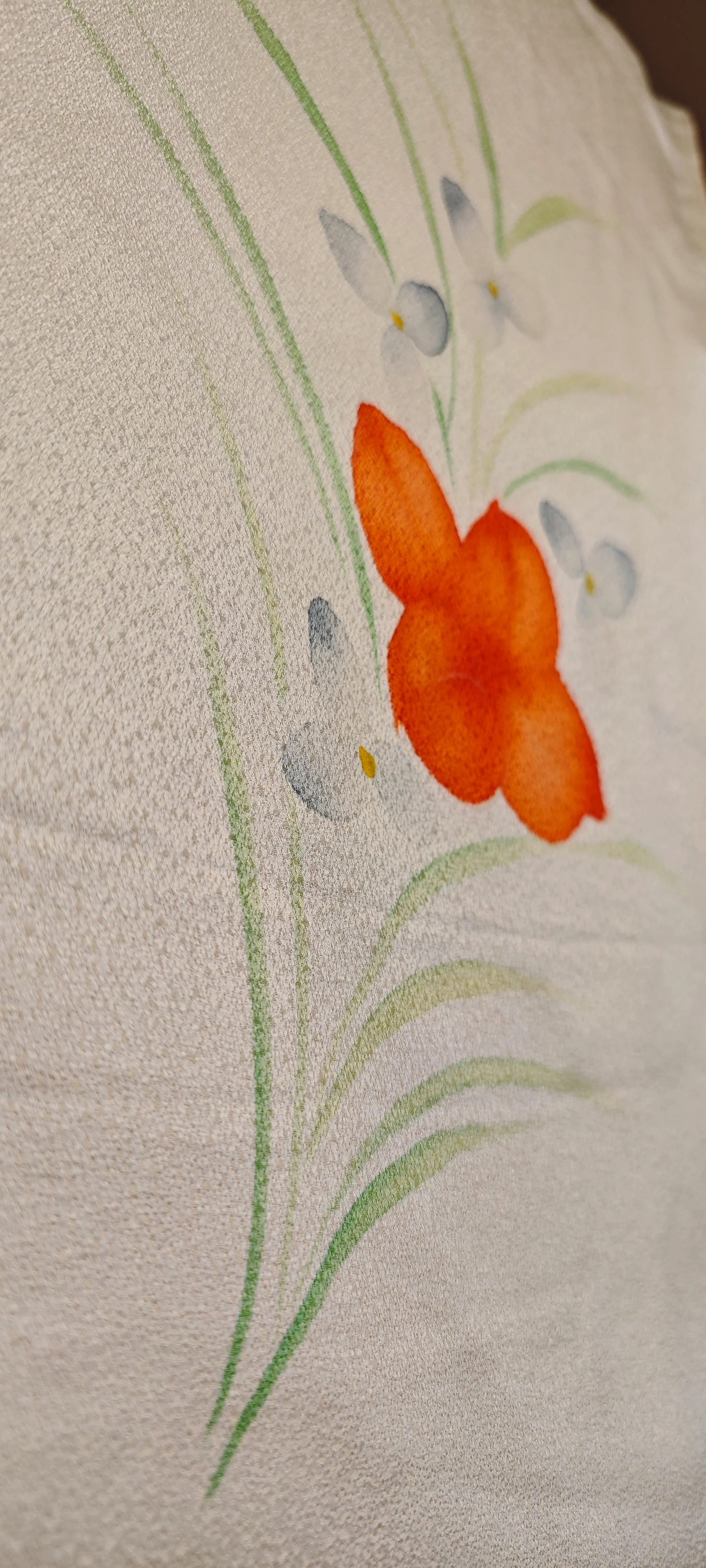 Vintage Silk Japanese Kimono with Hand Painted Floral - Image 3
